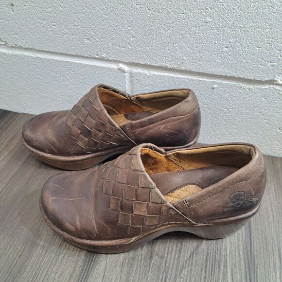 Ariat Western Clog/Mule Slip On Brown Leather Shoes Women's Size 7 B - Picture 1 of 7